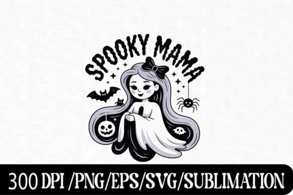 Download Spooky Mama Cute Ghost Halloween Art Pri - Cute Collection