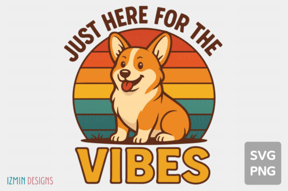 Download Cute Happy Corgi Dog Retro Vibes SVG PNG - Cute Collection