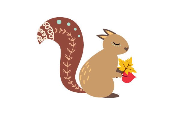 Download Cute Squirrel with Autumn Leaves Scandinavian Style - Cute Collection