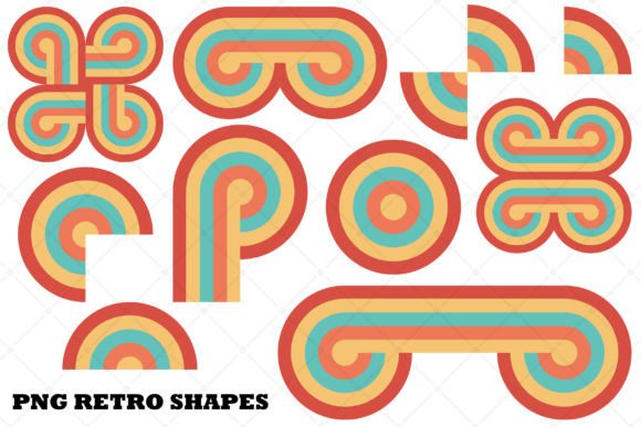 Download 10 Png Colorful Retro Shape Elements - Shape Collection