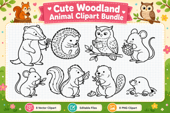 Download Cute Woodland Animal Digital Clipart - Cute Collection